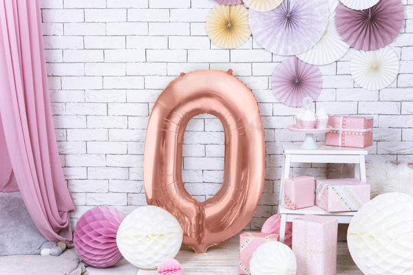 Balon foliowy Cyfra DUŻA 86cm, różowe złoto, różne warianty (0-9)