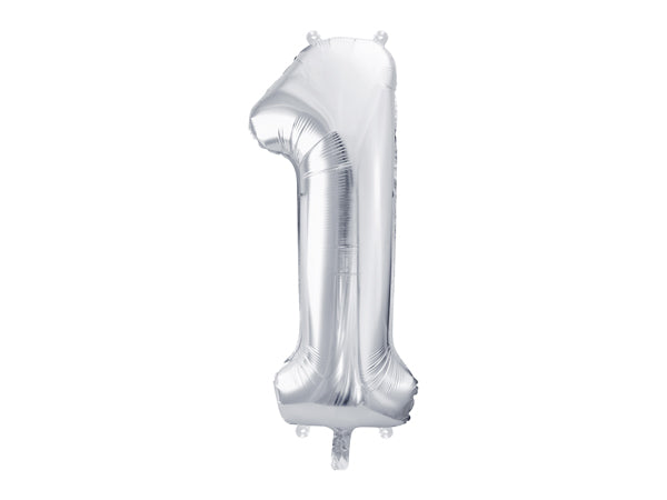 Balon foliowy Cyfra DUŻA 86cm, srebrny, różne warianty (0-9)