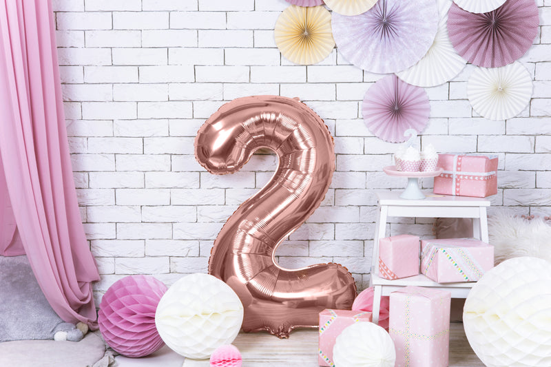 Balon foliowy Cyfra DUŻA 86cm, różowe złoto, różne warianty (0-9)