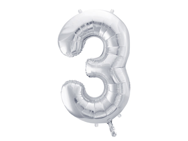 Balon foliowy Cyfra DUŻA 86cm, srebrny, różne warianty (0-9)