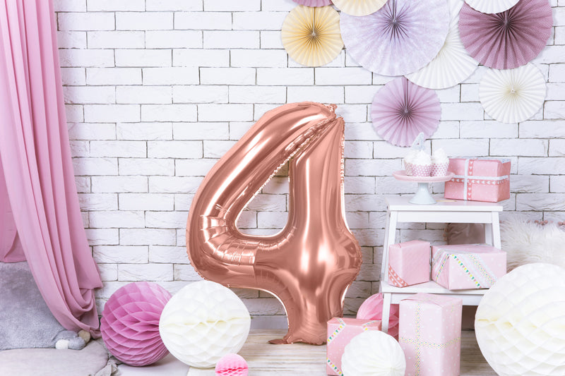 Balon foliowy Cyfra DUŻA 86cm, różowe złoto, różne warianty (0-9)