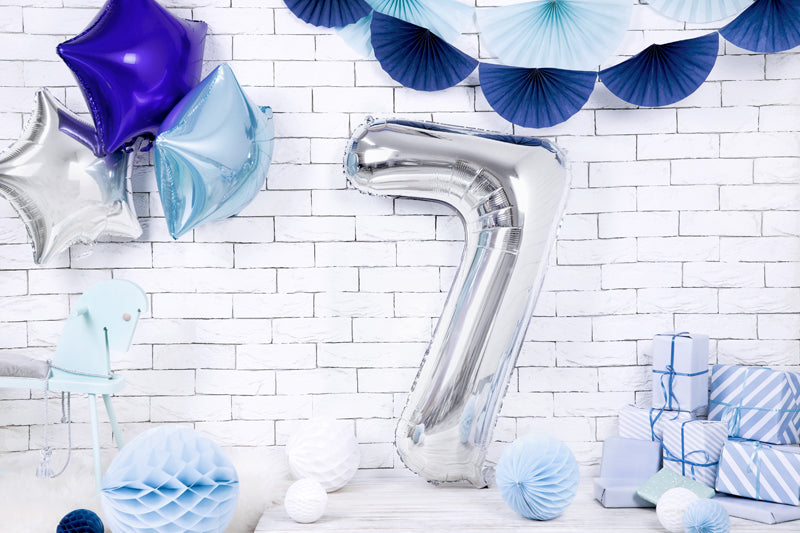 Balon foliowy Cyfra DUŻA 86cm, srebrny, różne warianty (0-9)