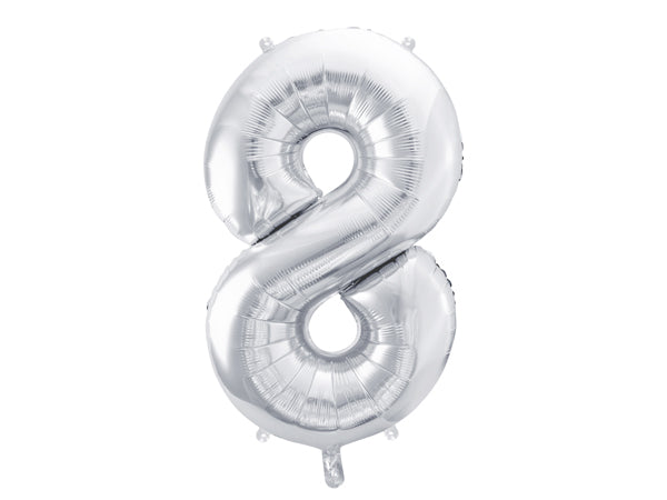 Balon foliowy Cyfra DUŻA 86cm, srebrny, różne warianty (0-9)