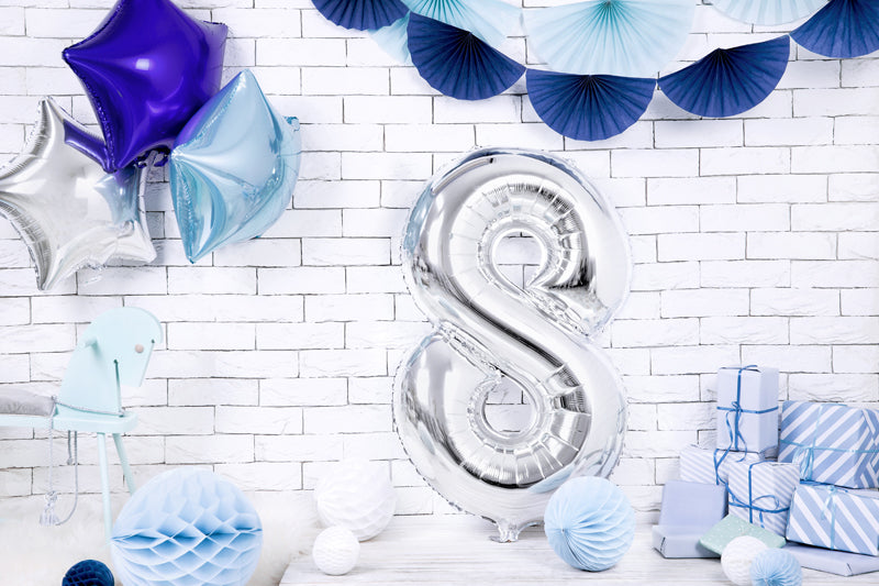 Balon foliowy Cyfra DUŻA 86cm, srebrny, różne warianty (0-9)