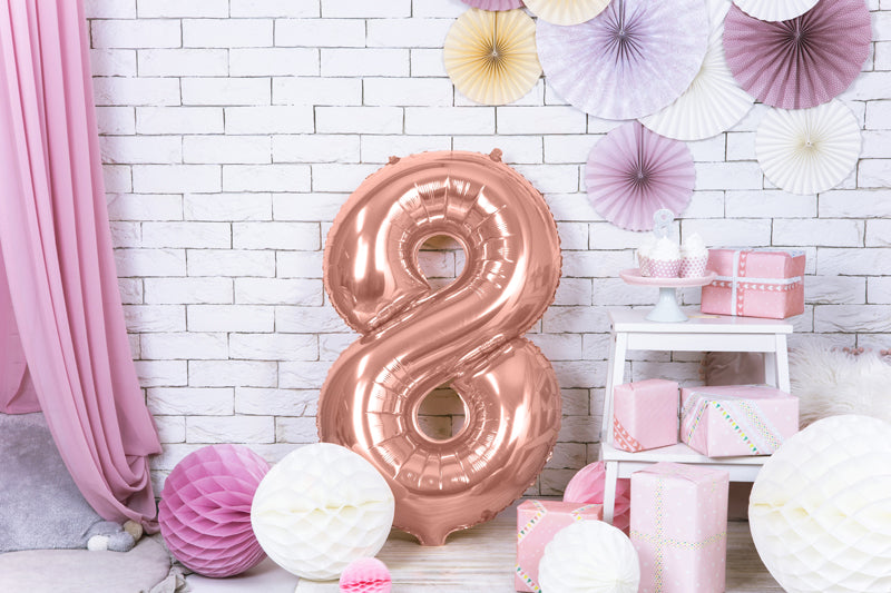 Balon foliowy Cyfra DUŻA 86cm, różowe złoto, różne warianty (0-9)