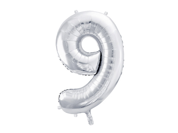 Balon foliowy Cyfra DUŻA 86cm, srebrny, różne warianty (0-9)