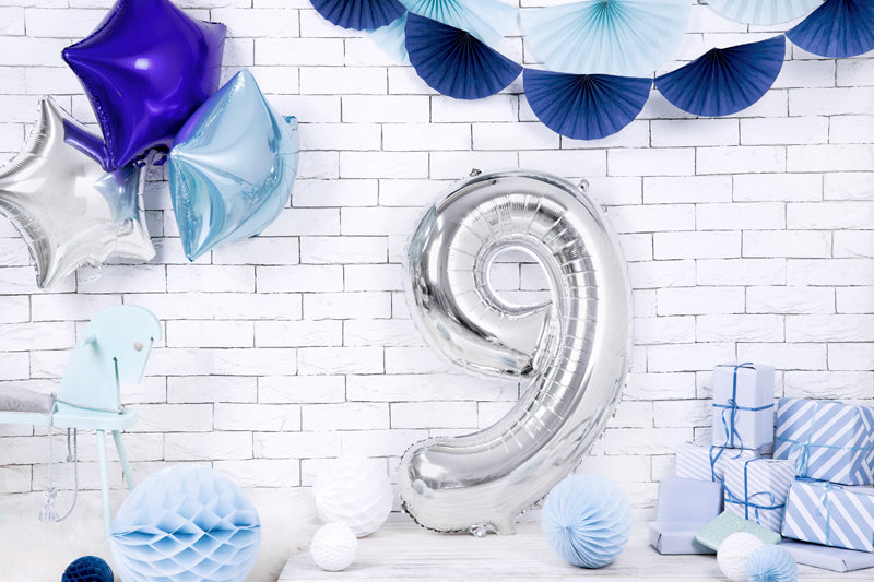 Balon foliowy Cyfra DUŻA 86cm, srebrny, różne warianty (0-9)