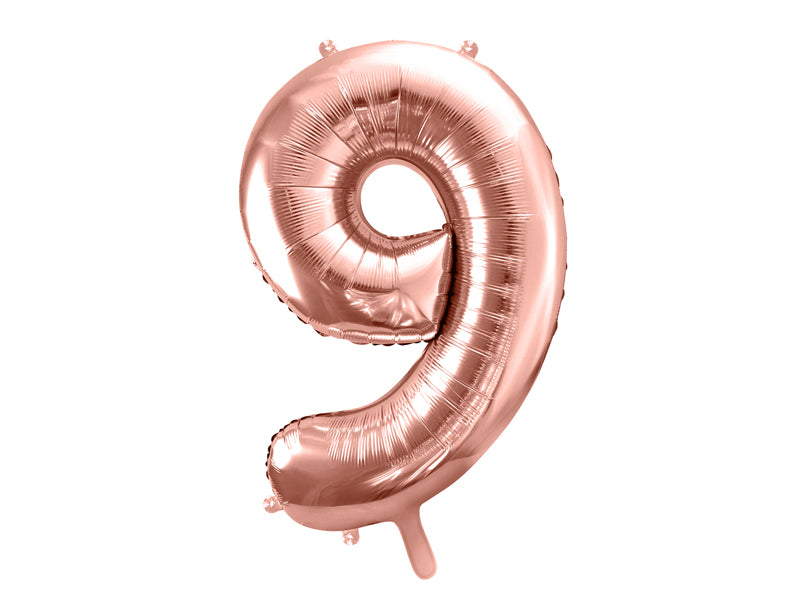 Balon foliowy Cyfra DUŻA 86cm, różowe złoto, różne warianty (0-9)