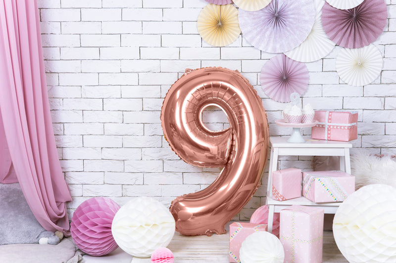 Balon foliowy Cyfra DUŻA 86cm, różowe złoto, różne warianty (0-9)