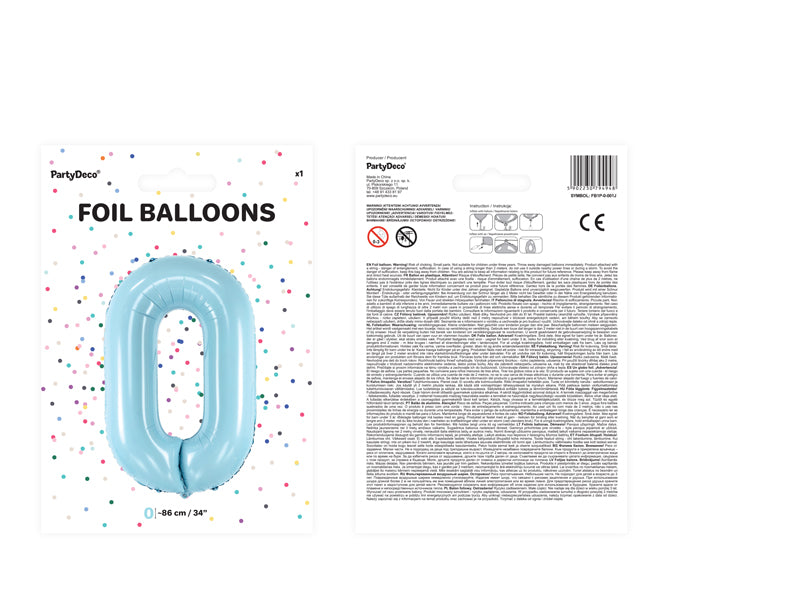 Balon foliowy Cyfra DUŻA 86cm, niebieski, różne warianty (0-9)