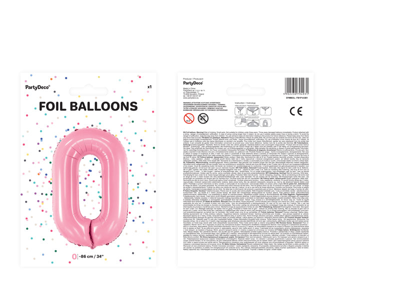 Balon foliowy Cyfra DUŻA 86cm, różowy, różne warianty (0-9)
