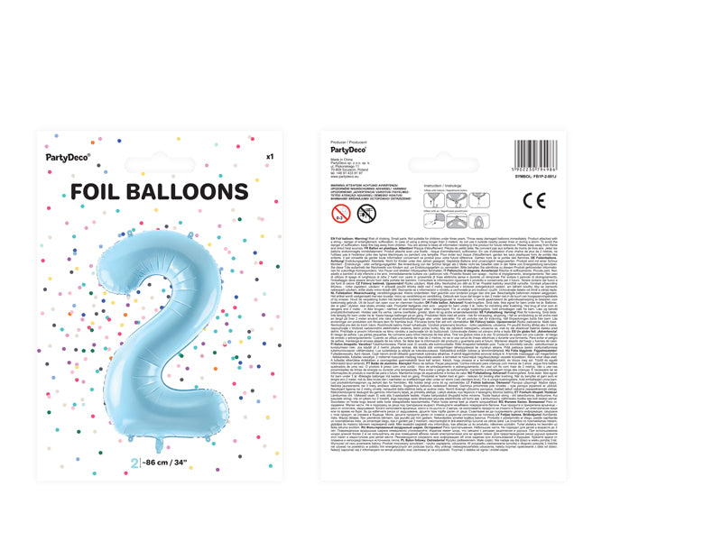Balon foliowy Cyfra DUŻA 86cm, niebieski, różne warianty (0-9)