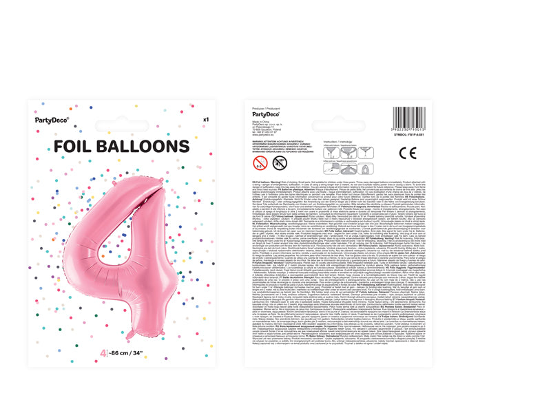 Balon foliowy Cyfra DUŻA 86cm, różowy, różne warianty (0-9)