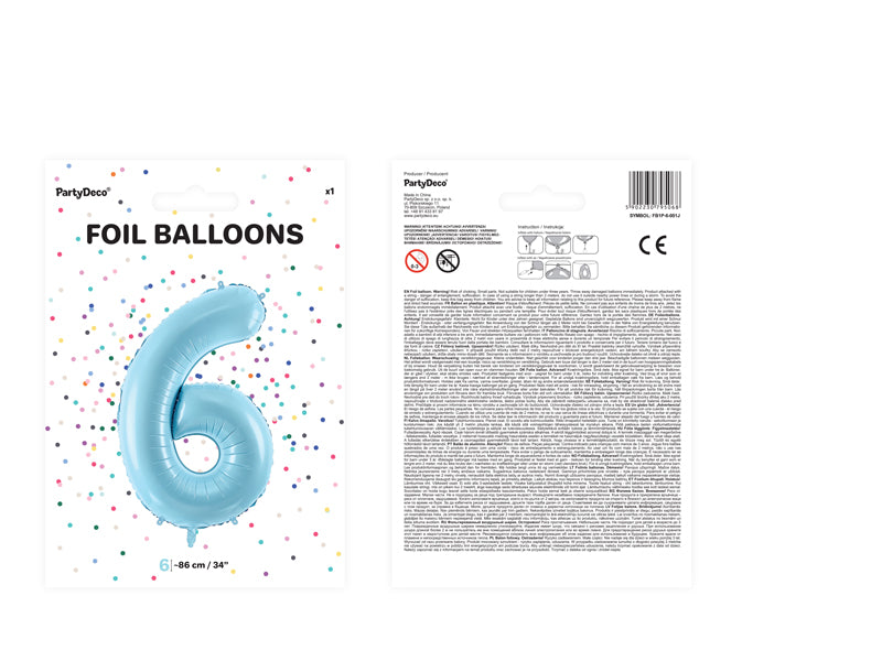 Balon foliowy Cyfra DUŻA 86cm, niebieski, różne warianty (0-9)