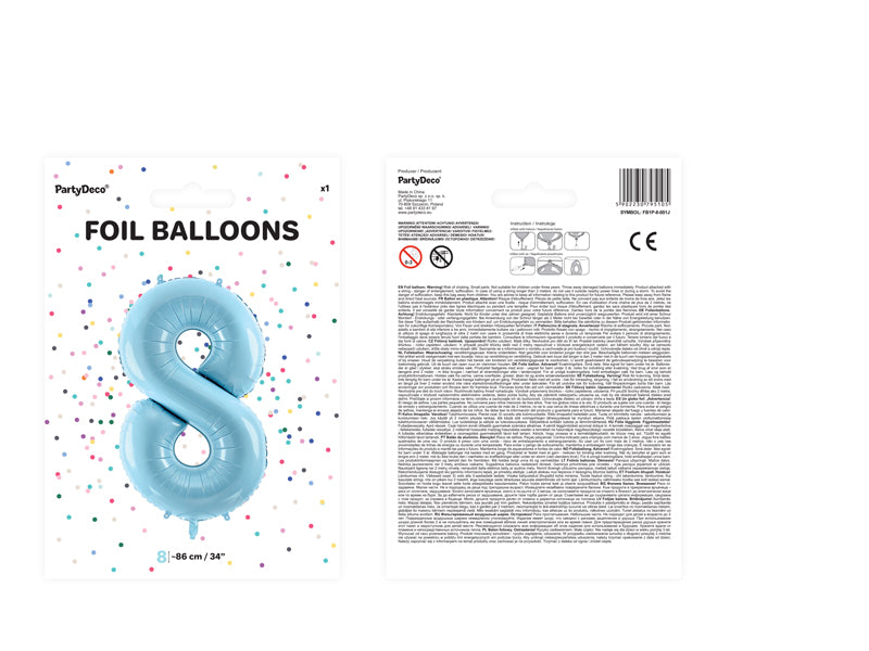 Balon foliowy Cyfra DUŻA 86cm, niebieski, różne warianty (0-9)