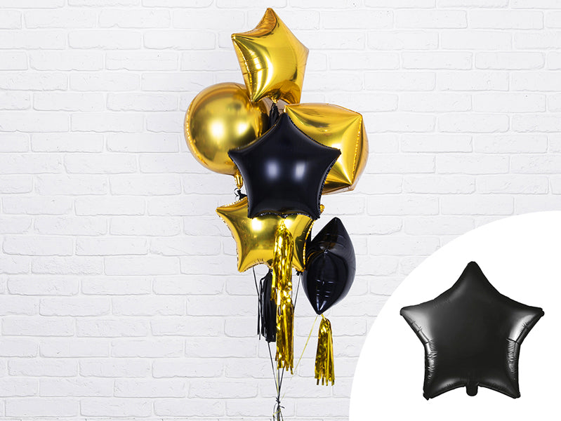 Balon foliowy Gwiazdka, 40cm, czarny (1 op./1 szt.)