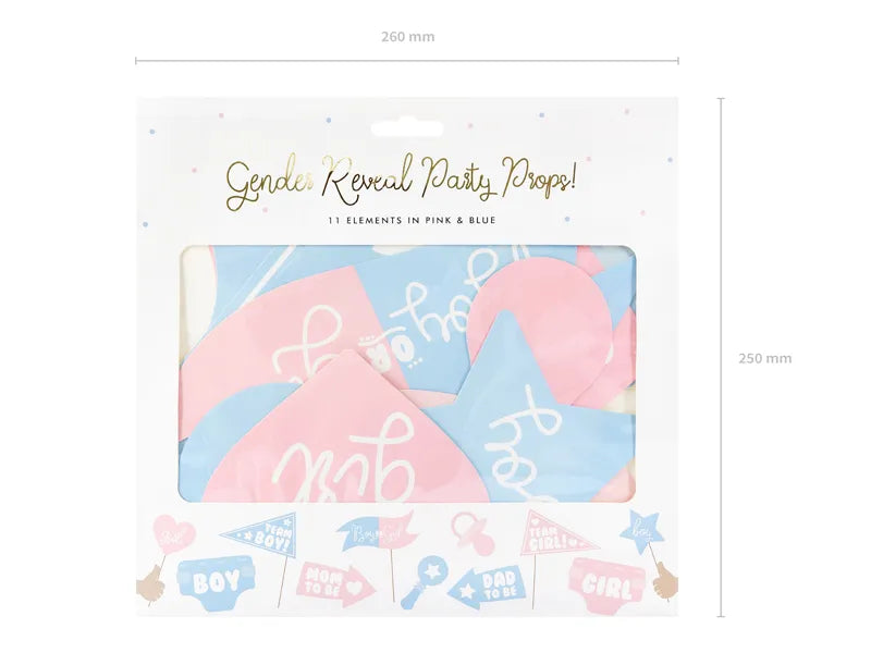 Gadżety do zdjęć Gender reveal party, mix 1op./11szt.