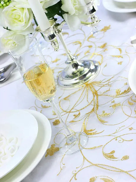 Organza z nadrukiem, kremowy, 0,35x 9m (1szt. / 9 mb.)