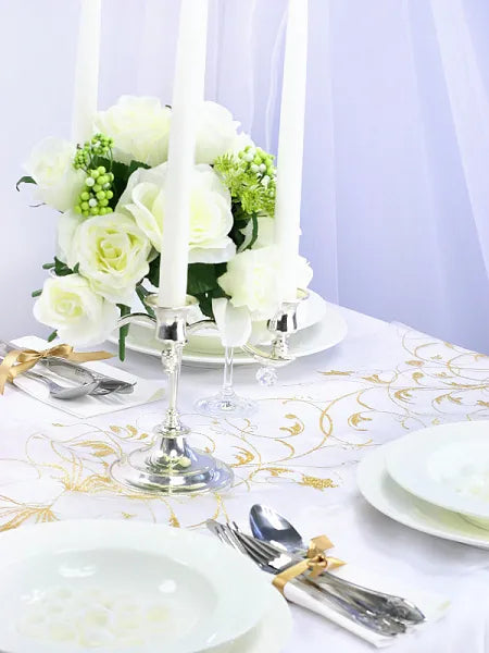 Organza z nadrukiem, kremowy, 0,35x 9m (1szt. / 9 mb.)