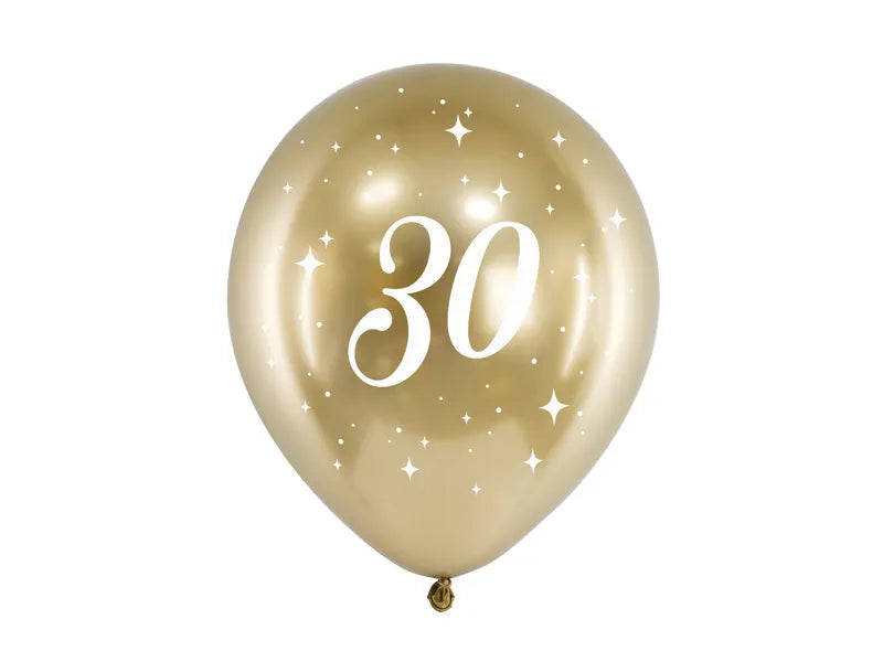 Zestaw bukiet balonów Happy Birthday na 30 urodziny biel i złoto