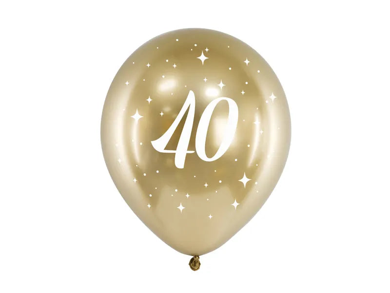 Zestaw bukiet balonów Happy Birthday na 40 urodziny biel i złoto