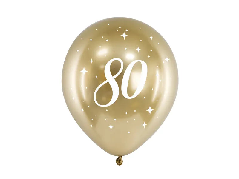 Zestaw bukiet balonów Happy Birthday na 80 urodziny biel i złoto