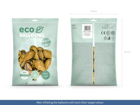 Balony Eco 26cm metalizowane, złoty