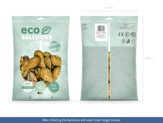 Balony Eco 30cm metalizowane, złoty