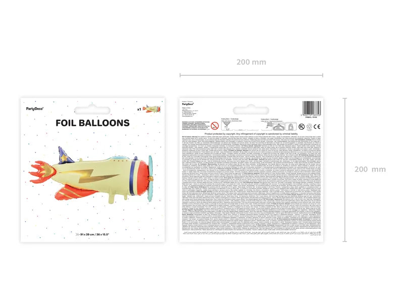 Balon foliowy Samolot, 91x39cm, mix (1 op. / 1 szt.)