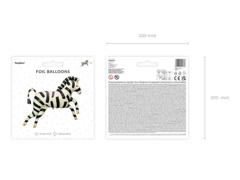 Balon foliowy Zebra, 110x82 cm, mix (1 op. / 1 szt.)