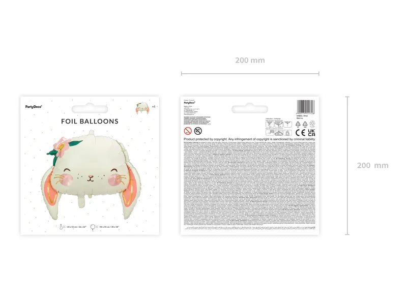 Balon foliowy Królik, 50x45 cm, mix (1 op. / 1 szt.)