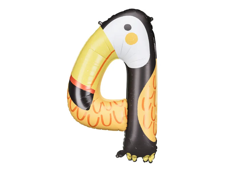 Balon foliowy Cyfra 4 - Tukan, 68x91 cm (1 op. / 1 szt.)