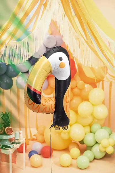 Balon foliowy Cyfra 4 - Tukan, 68x91 cm (1 op. / 1 szt.)