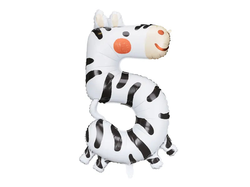 Balon foliowy Cyfra 5 - Zebra, 68x98 cm (1 op. / 1 szt.)