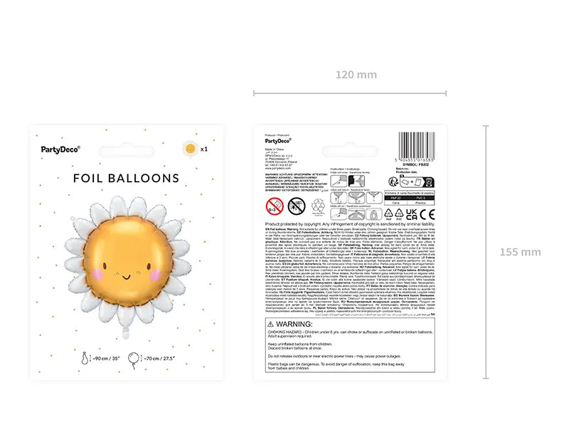 Balon foliowy Słońce, 90 cm, mix (1 op. / 1 szt.)