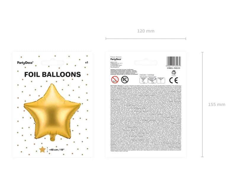 Balon foliowy Gwiazdka, 40cm, złoty (1 op./1 szt.)