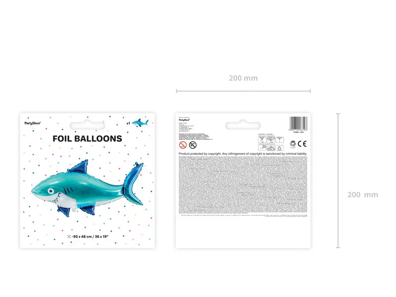Balon foliowy Rekin, 92x48 cm, niebieski (1 op. / 1 szt.)