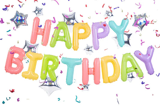 Balon foliowy Happy Birthday, 395x35cm, mix (1 op. / 1 szt.)