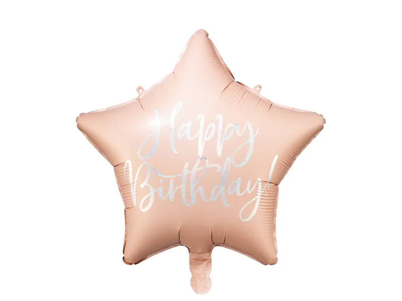 Balony z Helem w Pudełku Prezentowym – Happy Birthday Róż i Srebro