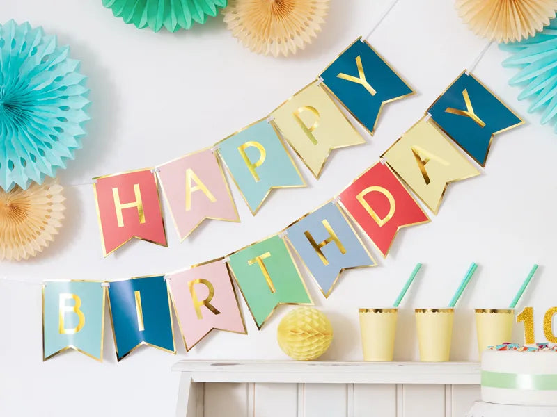 Baner Happy Birthday, mix, 15 x 175 cm (1 op. / 1 szt.)