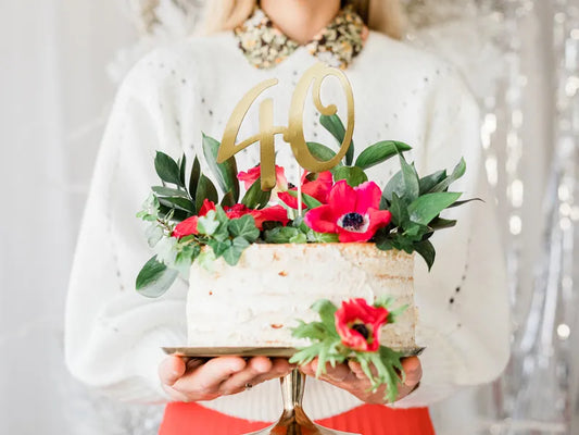 Topper na tort ''40'', złoty, 20.5cm (1 op. / 1 szt.)