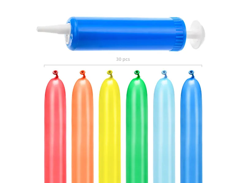 Balony modeliny 130cm z pompką, mix (1 op. / 30 szt.)