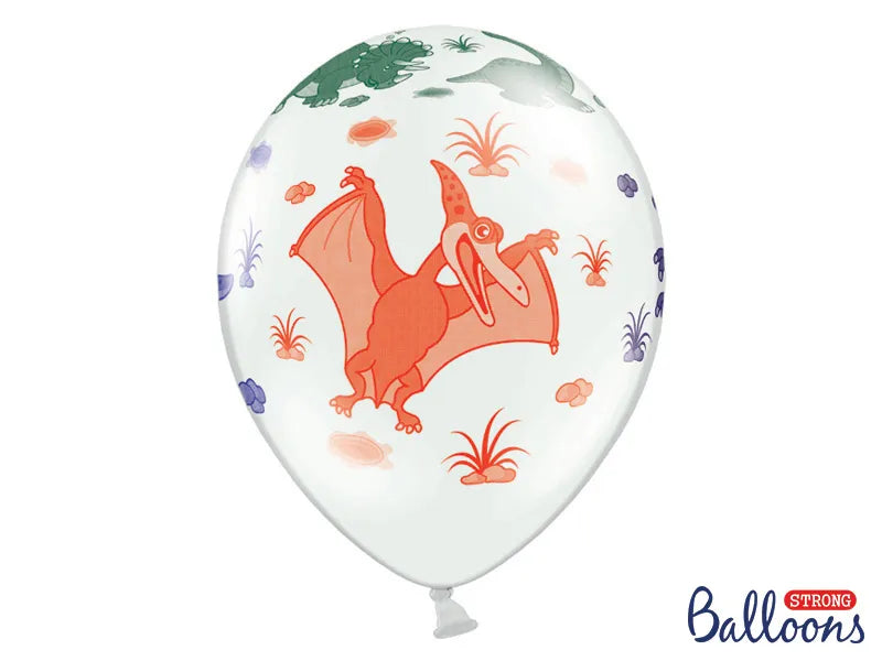 Balony 30cm, Dinozaury, Pastel Pure White