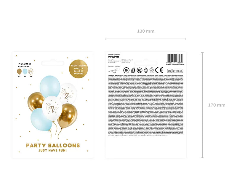 Balony 30cm "One" niebieski 6 szt.