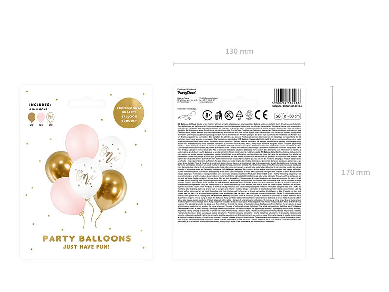 Zestaw bukiet balonów 30cm "One" różowy (1 op. / 6 szt.)