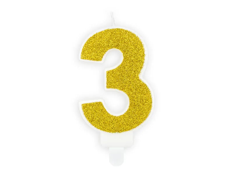 Świeczka urodzinowa Cyferka (0-9), złoty, 7cm (1 op. / 1 szt.)