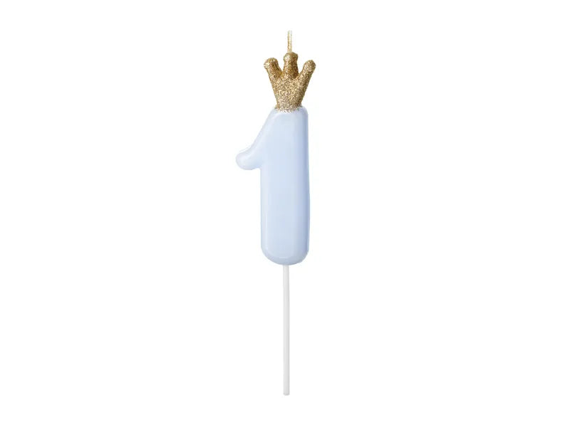 Świeczka urodzinowa Cyferka (0-9), jasny niebieski, 9.5cm (1 op. / 1 szt.)