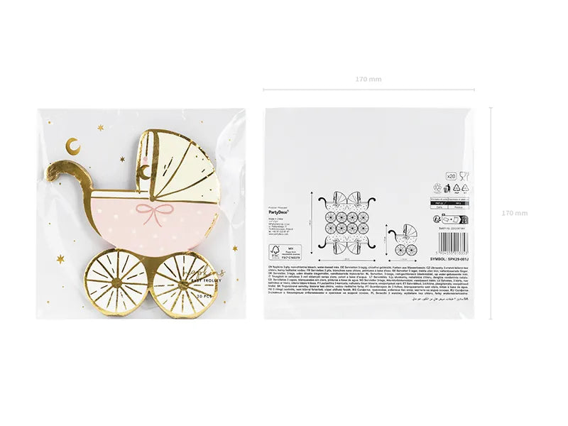 Serwetki Wózek, jasny różowy, 14x15 cm (1 op. / 20 szt.)