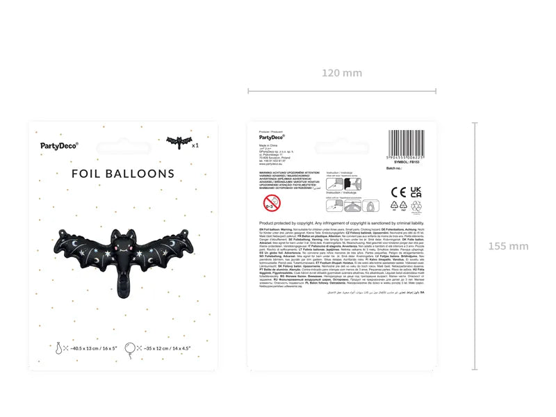 Balon foliowy Nietoperz, 40,5x13 cm, mix (1 op. / 1 szt.)