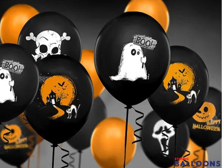 Balony z Helem w Pudełku Prezentowym – Halloween Duszek